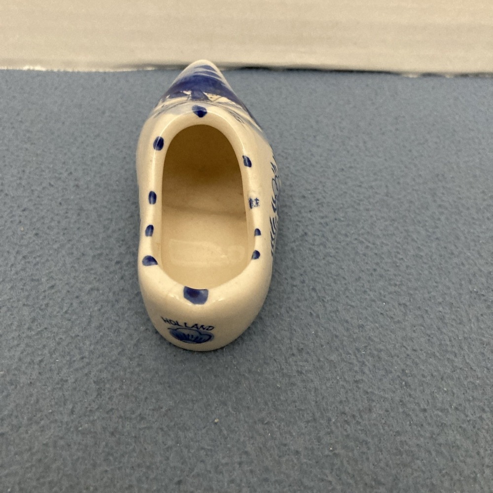 E H Delft Blue Color Hand painted Ceramic‎ Holland Windmill Clog w/Floral Accent - Picture 5 of 11